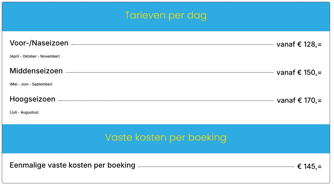 Tarieven vanaf Tarieven vanaf